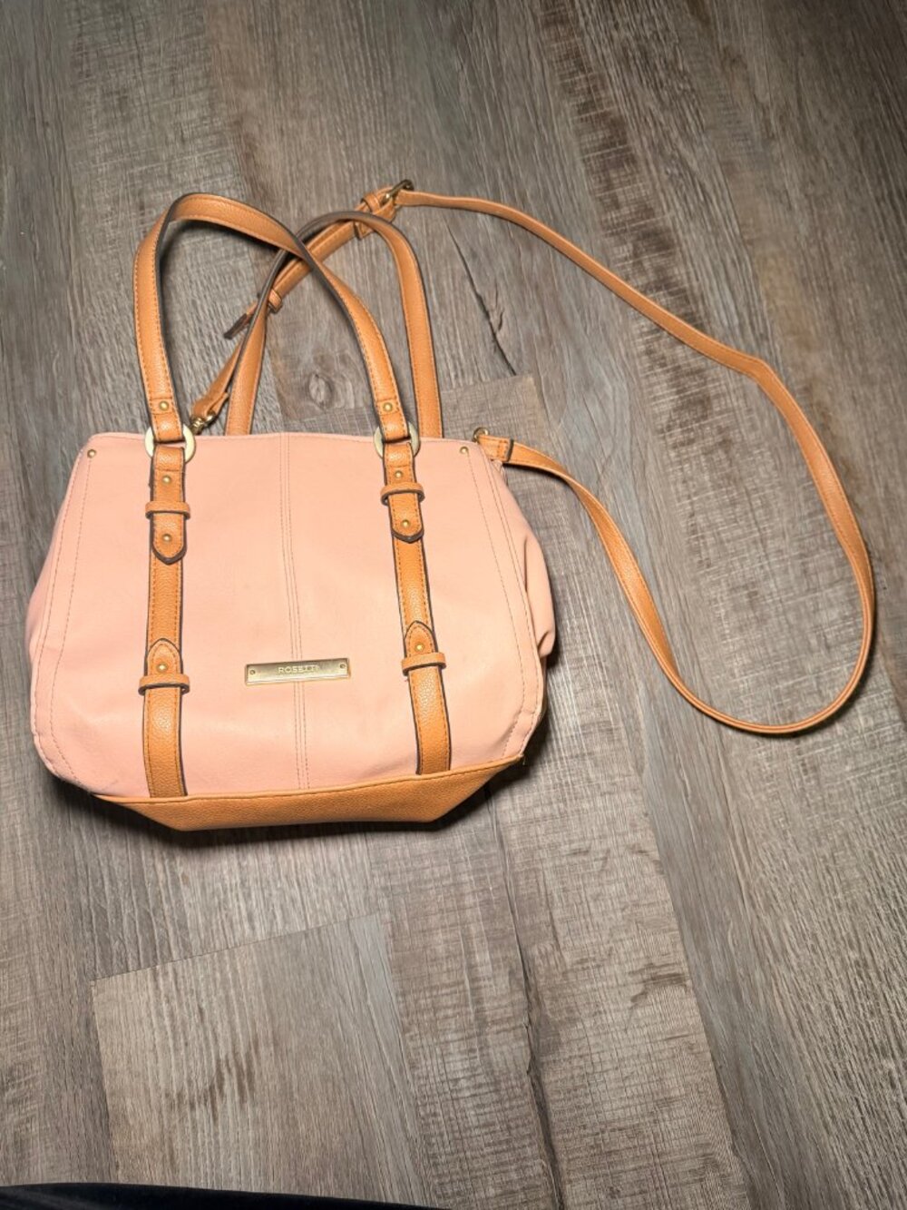 Rosetti Pink Crossbody Tote Bag Faux Leather Dual Strap Satchel Purse